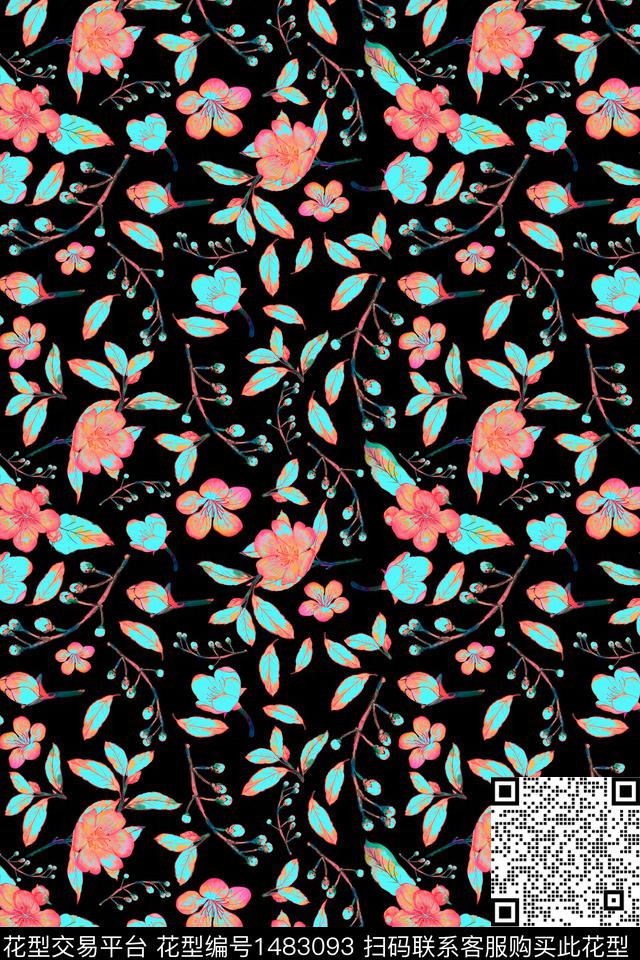 花卉大牌风小碎花数码印花华亿平台下载（图片编号: 1483093） - 瓦栏（Walan）
