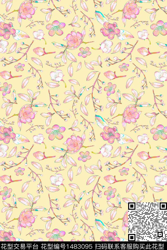花卉大牌风小碎花数码印花华亿平台下载（图片编号: 1483095） - 瓦栏（Walan）