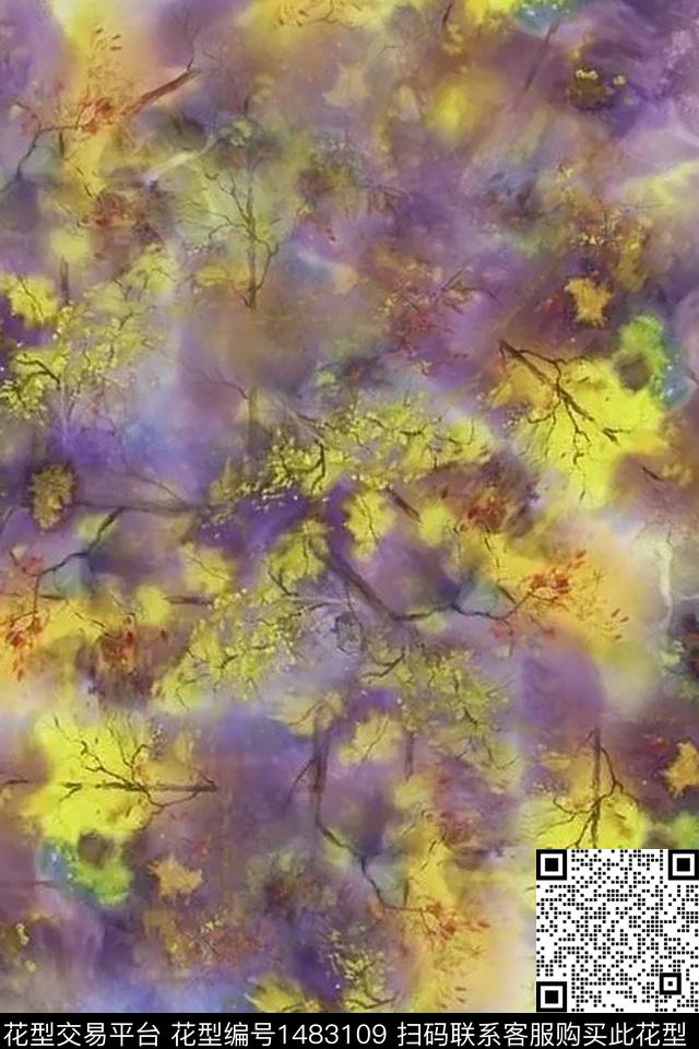 树枝花卉风景景观数码印花华亿平台下载（图片编号: 1483109） - 瓦栏（Walan）