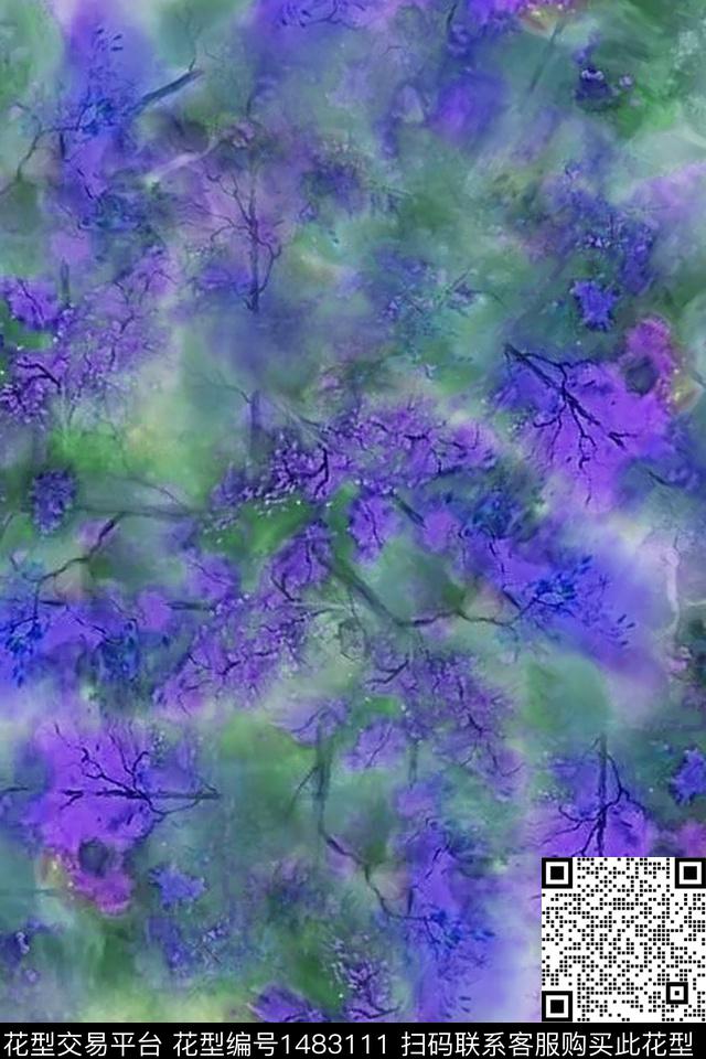 树枝花卉风景景观数码印花华亿平台下载（图片编号: 1483111） - 瓦栏（Walan）