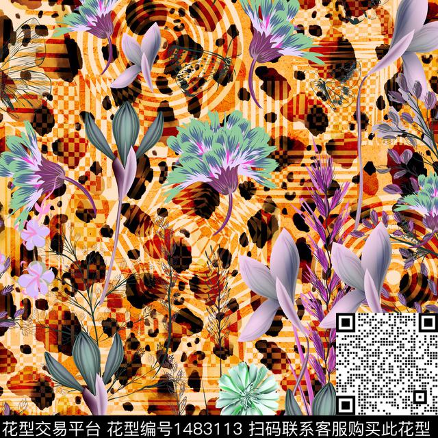 时尚民族风花卉数码印花华亿平台下载（图片编号: 1483113） - 瓦栏（Walan）