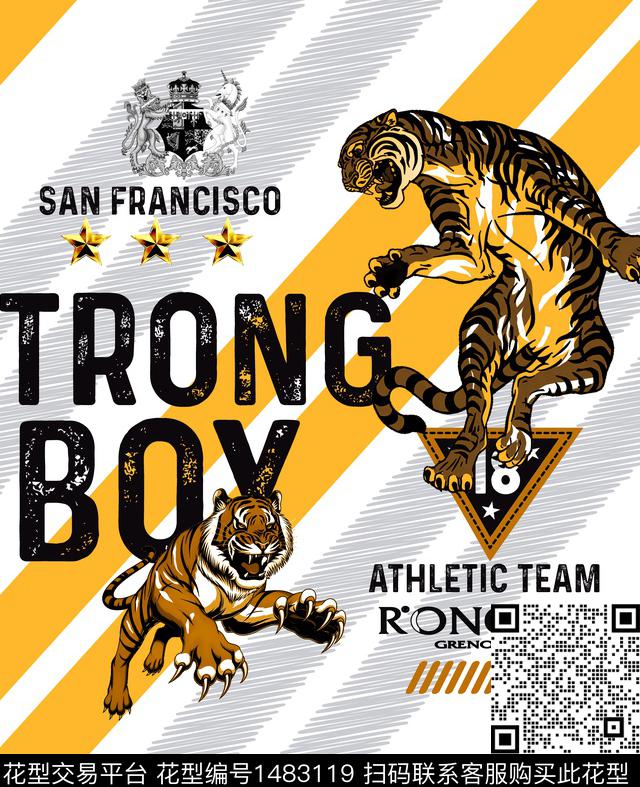老虎民族风花卉数码印花华亿平台下载（图片编号: 1483119） - 瓦栏（Walan）