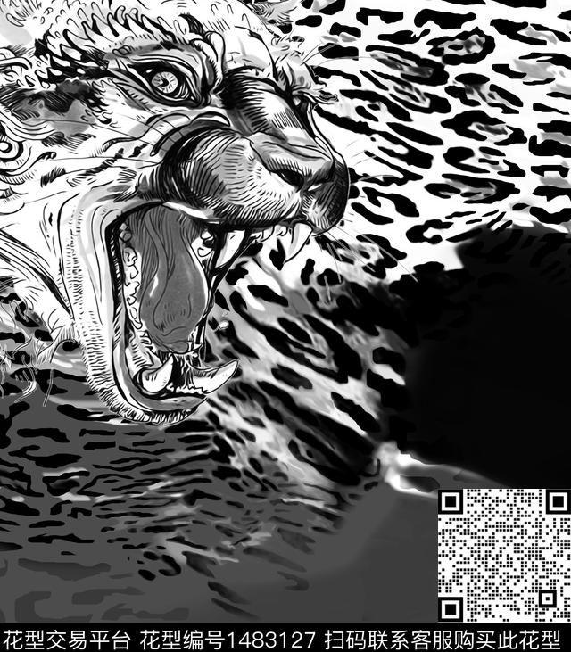 几何老虎民族风数码印花华亿平台下载（图片编号: 1483127） - 瓦栏（Walan）