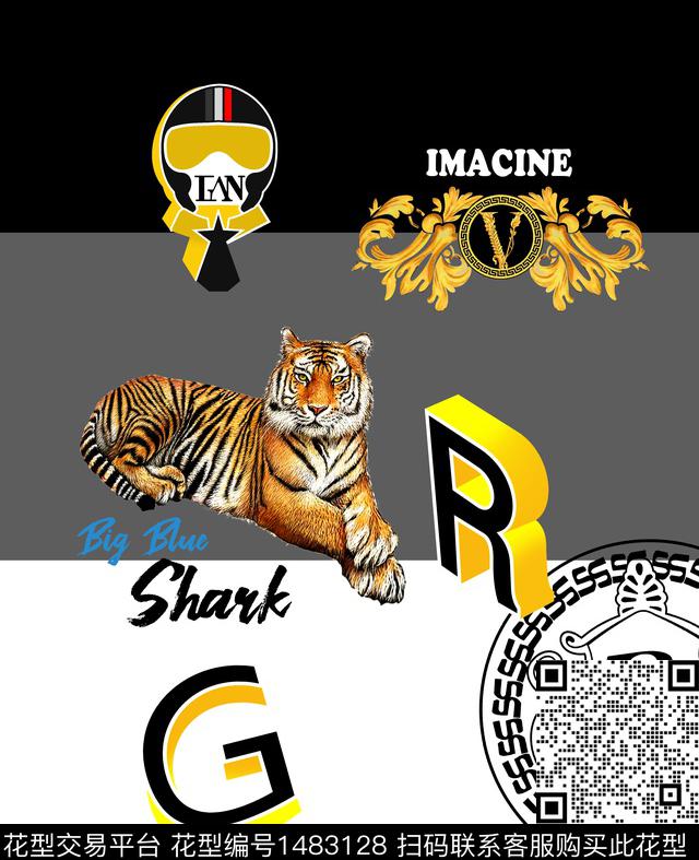 几何老虎民族风数码印花华亿平台下载（图片编号: 1483128） - 瓦栏（Walan）