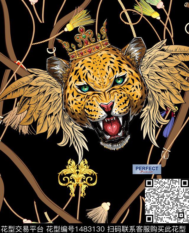 字母几何老虎数码印花华亿平台下载（图片编号: 1483130） - 瓦栏（Walan）