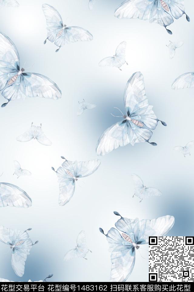 花卉蝴蝶水彩大牌风数码印花华亿平台下载（图片编号: 1483162） - 瓦栏（Walan）