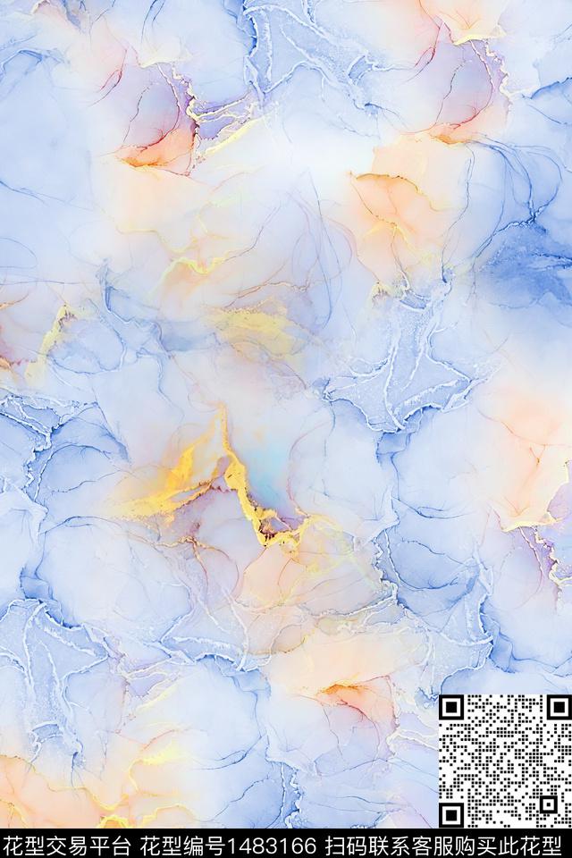 水彩肌理抽象花卉数码印花华亿平台下载（图片编号: 1483166） - 瓦栏（Walan）