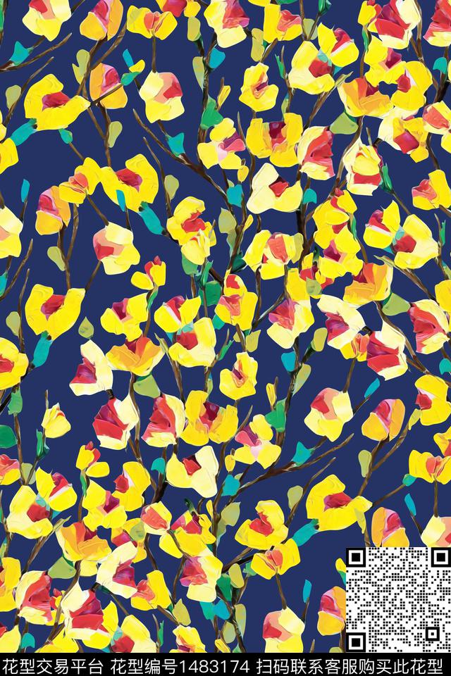 花卉小清新小碎花数码印花华亿平台下载（图片编号: 1483174） - 瓦栏（Walan）