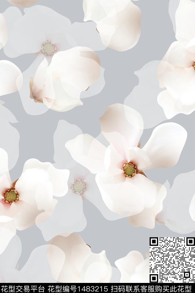 花卉小清新真丝数码印花华亿平台下载（图片编号: 1483215） - 瓦栏（Walan）