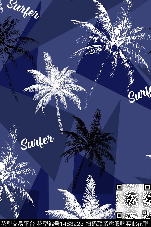 几何男装热带华亿平台数码印花华亿平台下载（图片编号: 1483223） - 瓦栏（Walan）