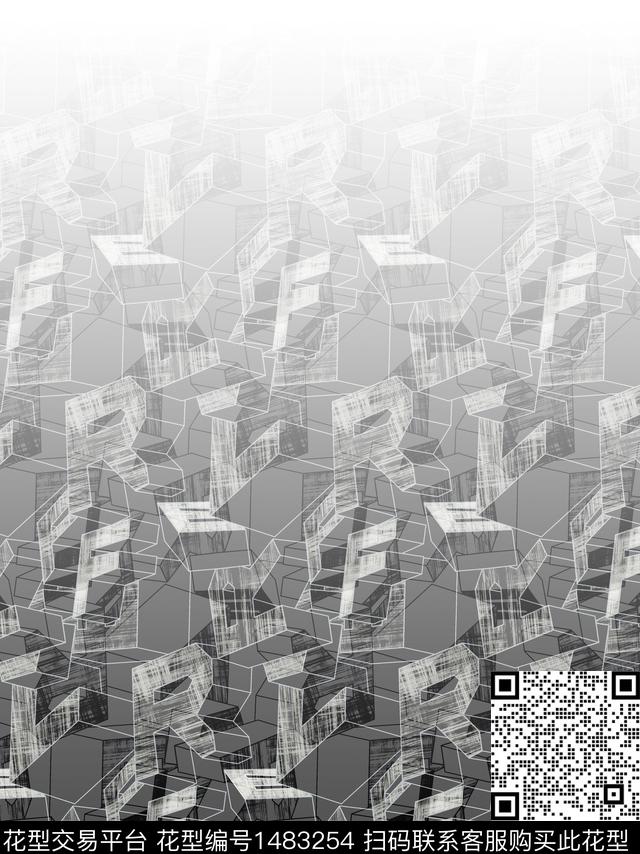 格子字母几何数码印花华亿平台下载（图片编号: 1483254） - 瓦栏（Walan）