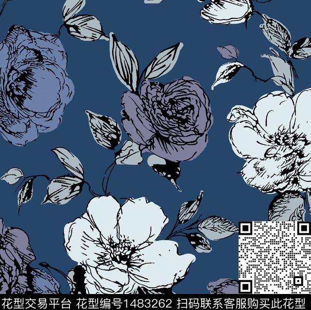 民族风花卉大牌风传统印花华亿平台下载（图片编号: 1483262） - 瓦栏（Walan）