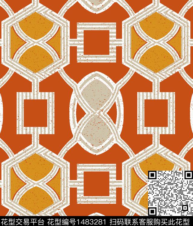 格子传统纹样民族风传统印花华亿平台下载（图片编号: 1483281） - 瓦栏（Walan）