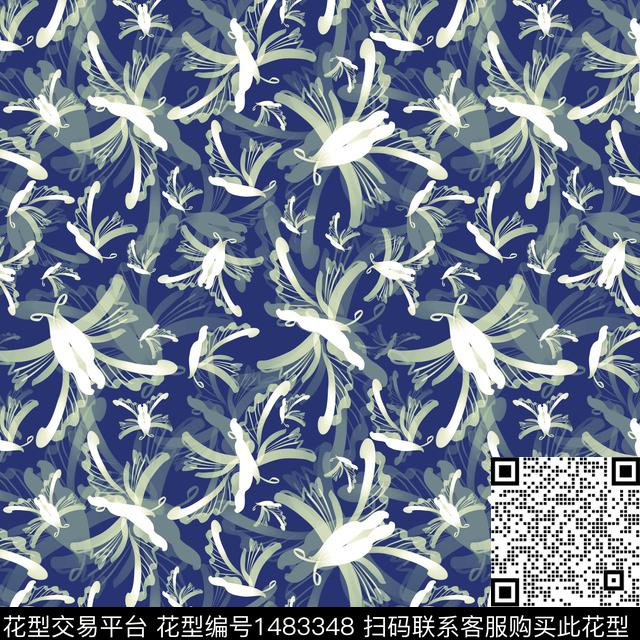 手绘小碎花蝴蝶数码印花华亿平台下载（图片编号: 1483348） - 瓦栏（Walan）