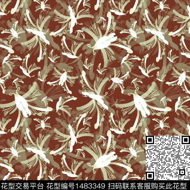 手绘小碎花蝴蝶数码印花华亿平台下载（图片编号: 1483349） - 瓦栏（Walan）