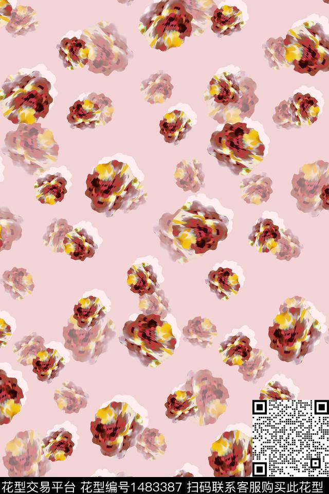 绿植树叶水彩肌理数码印花华亿平台下载（图片编号: 1483387） - 瓦栏（Walan）