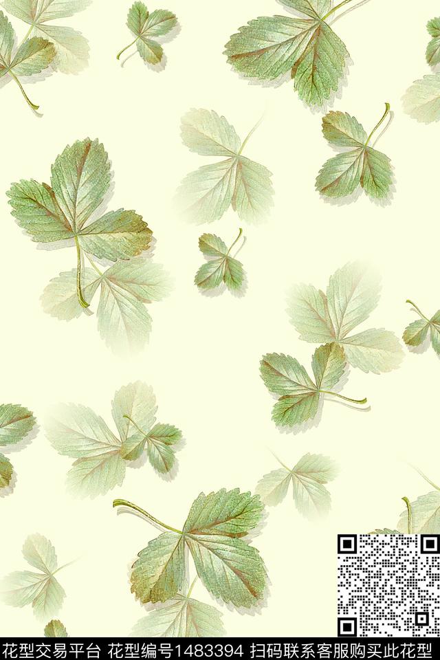 绿植树叶水彩肌理数码印花华亿平台下载（图片编号: 1483394） - 瓦栏（Walan）