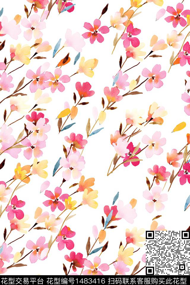 清爽底花卉花卉小清新数码印花华亿平台下载（图片编号: 1483416） - 瓦栏（Walan）