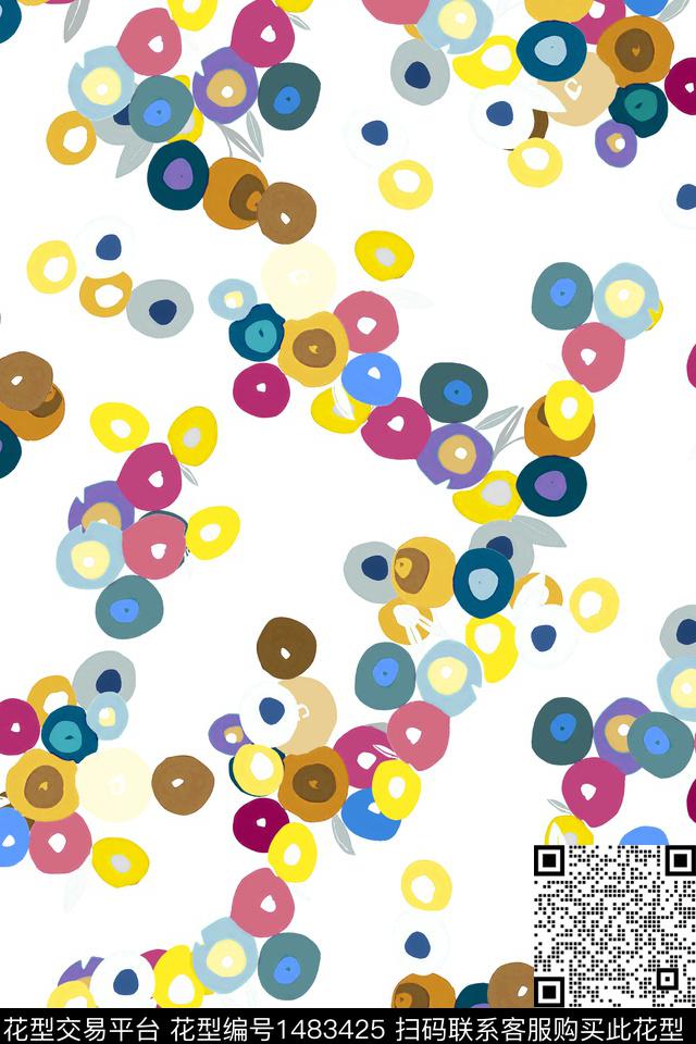 几何清爽底花卉小清新数码印花华亿平台下载（图片编号: 1483425） - 瓦栏（Walan）
