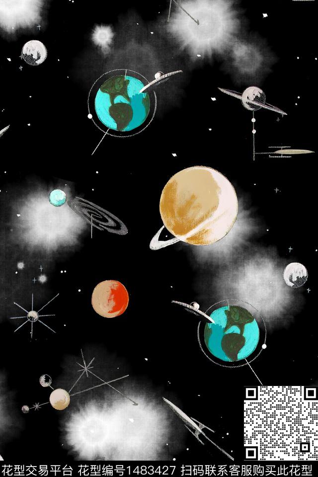 大牌风休闲星空数码印花华亿平台下载（图片编号: 1483427） - 瓦栏（Walan）