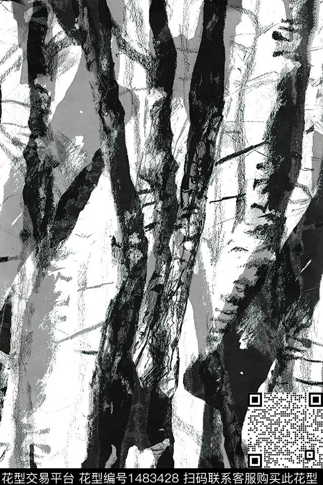 黑白条纹大牌风休闲数码印花华亿平台下载（图片编号: 1483428） - 瓦栏（Walan）