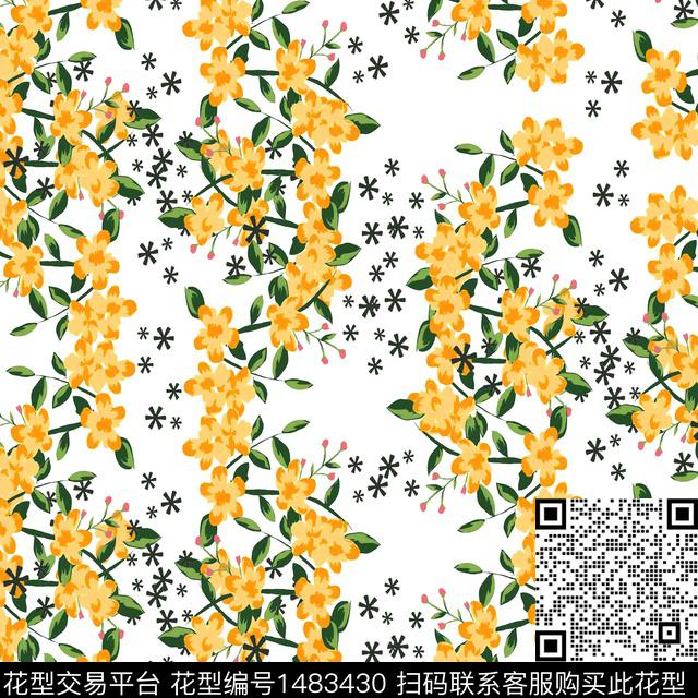 彩底花卉春夏华亿平台小清新数码印花华亿平台下载（图片编号: 1483430） - 瓦栏（Walan）