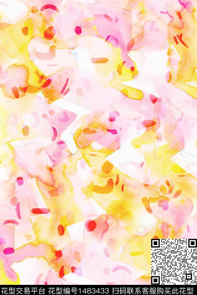 抽象小清新真丝数码印花华亿平台下载（图片编号: 1483433） - 瓦栏（Walan）