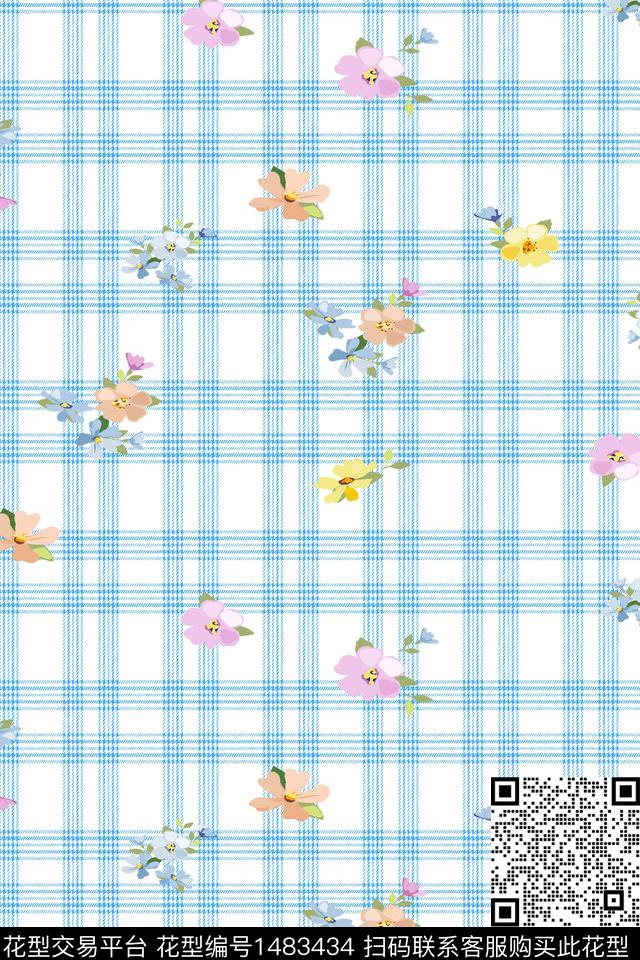 几何花卉小清新数码印花华亿平台下载（图片编号: 1483434） - 瓦栏（Walan）
