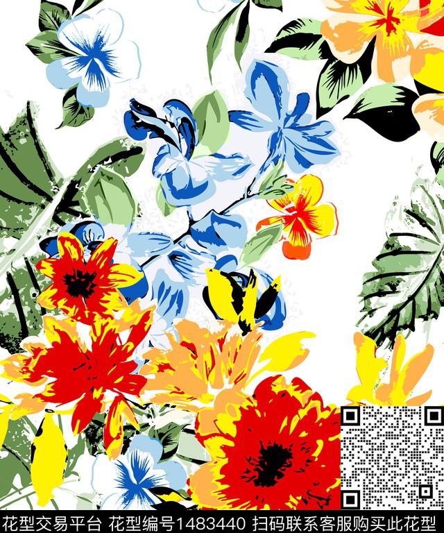 女装花卉植物数码印花华亿平台下载（图片编号: 1483440） - 瓦栏（Walan）