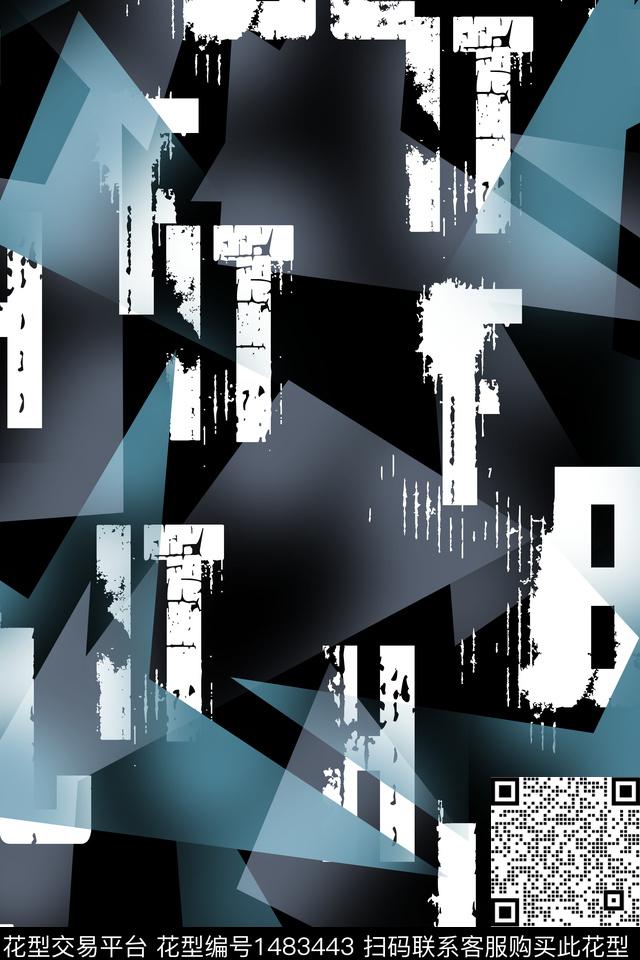 几何文字男装数码印花华亿平台下载（图片编号: 1483443） - 瓦栏（Walan）