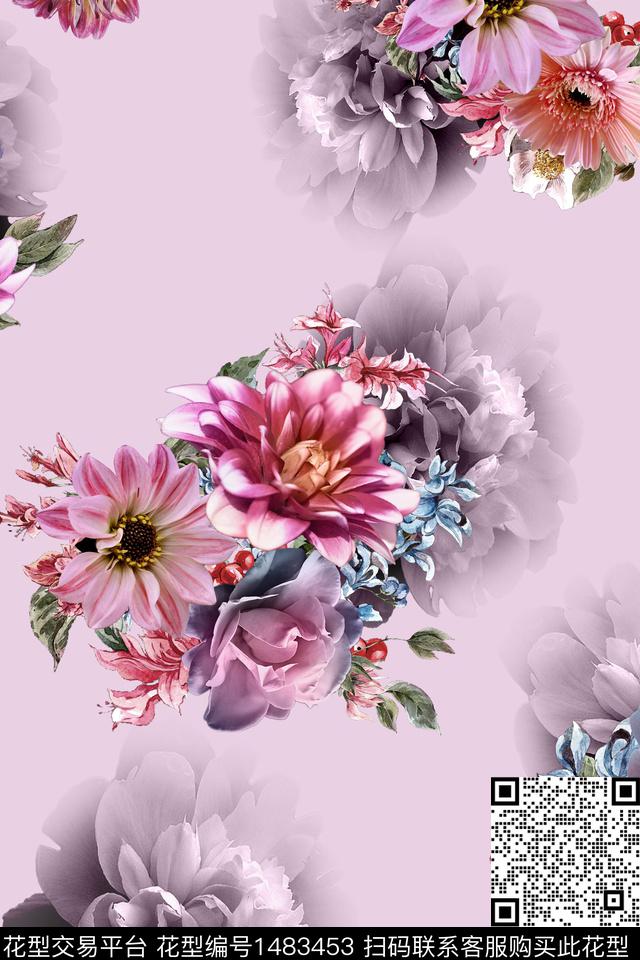 植物中东外贸真花暗花底纹数码印花华亿平台下载（图片编号: 1483453） - 瓦栏（Walan）