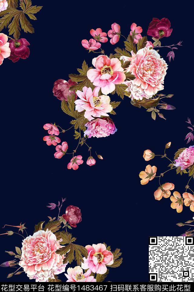 植物中东外贸真花暗花底纹数码印花华亿平台下载（图片编号: 1483467） - 瓦栏（Walan）