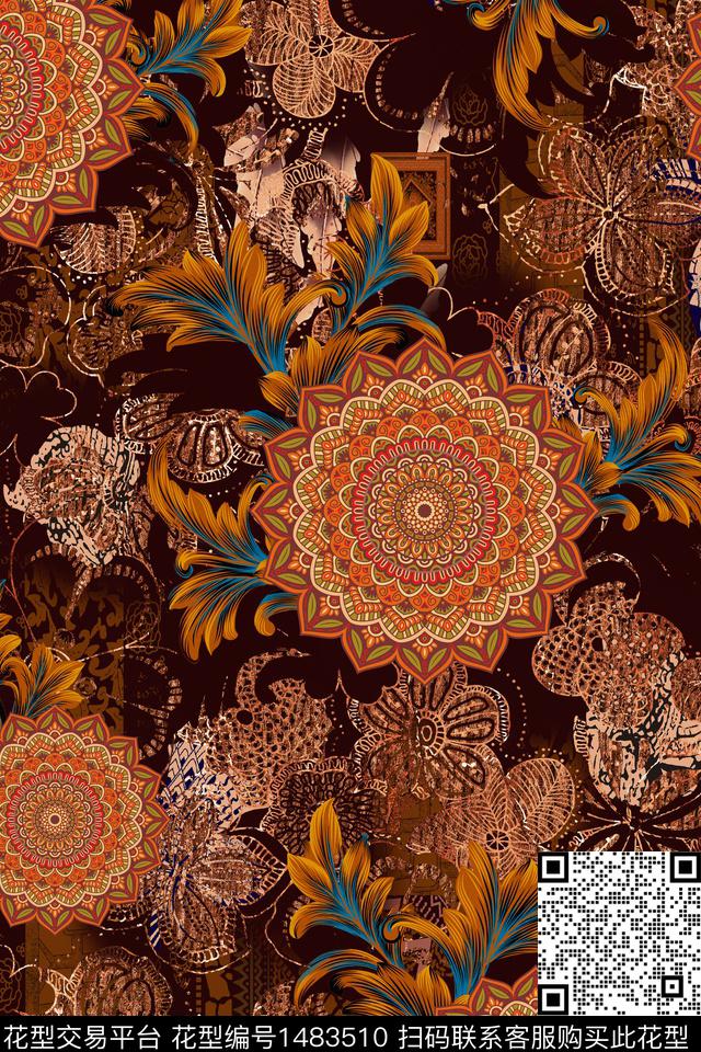 女装民族风香云纱数码印花华亿平台下载（图片编号: 1483510） - 瓦栏（Walan）