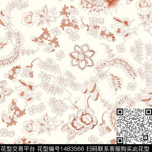 女装花卉传统华亿平台传统印花华亿平台下载（图片编号: 1483566） - 瓦栏（Walan）