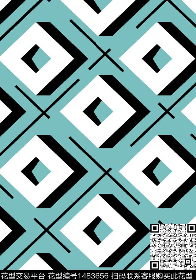 几何格子大牌风传统印花华亿平台下载（图片编号: 1483656） - 瓦栏（Walan）