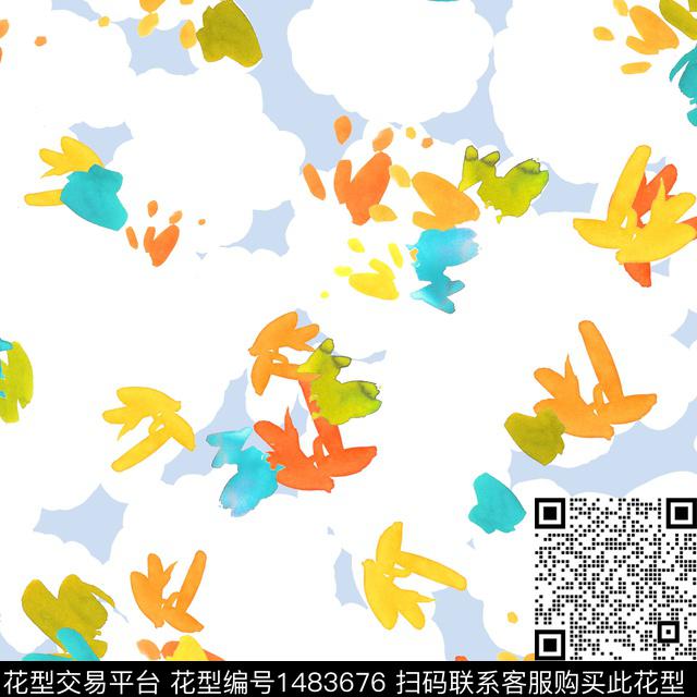 涂鸦笔触趣味数码印花华亿平台下载（图片编号: 1483676） - 瓦栏（Walan）