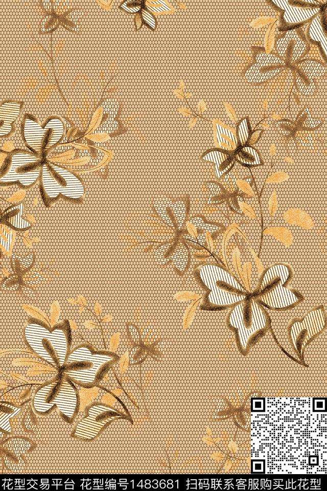 女装花卉满版散花数码印花华亿平台下载（图片编号: 1483681） - 瓦栏（Walan）
