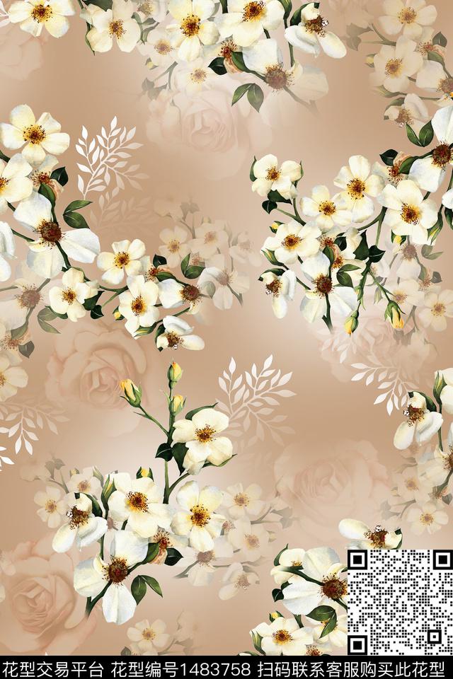 女装花卉满版散花数码印花华亿平台下载（图片编号: 1483758） - 瓦栏（Walan）