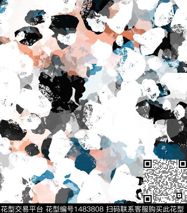 几何格子大牌风数码印花华亿平台下载（图片编号: 1483808） - 瓦栏（Walan）