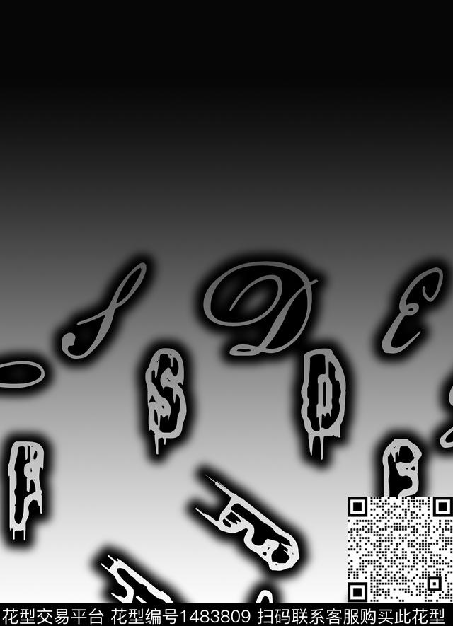 字母几何格子数码印花华亿平台下载（图片编号: 1483809） - 瓦栏（Walan）