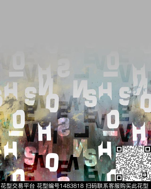 字母几何大牌风数码印花华亿平台下载（图片编号: 1483818） - 瓦栏（Walan）