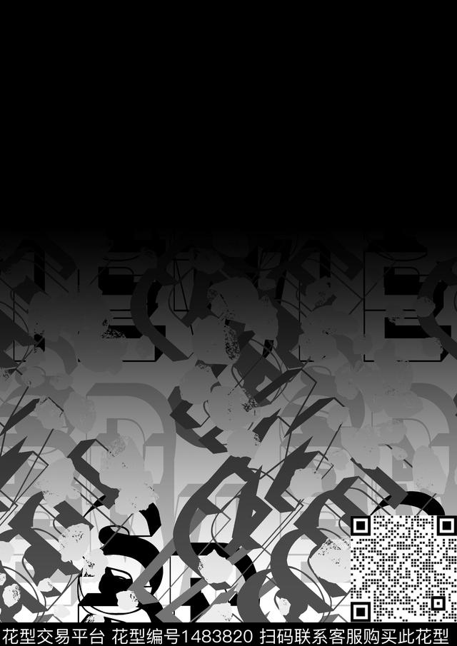 字母几何格子数码印花华亿平台下载（图片编号: 1483820） - 瓦栏（Walan）