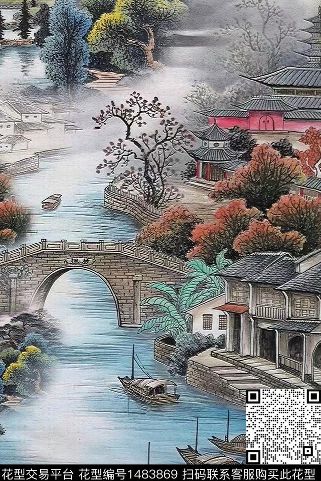 花卉香云纱真丝数码印花华亿平台下载（图片编号: 1483869） - 瓦栏（Walan）