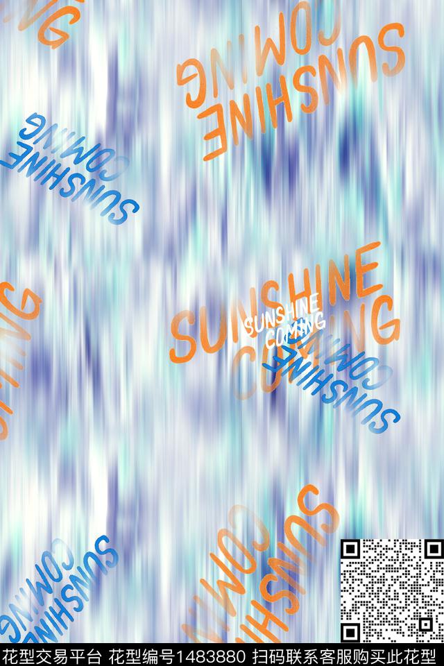 字母肌理抽象花卉数码印花华亿平台下载（图片编号: 1483880） - 瓦栏（Walan）