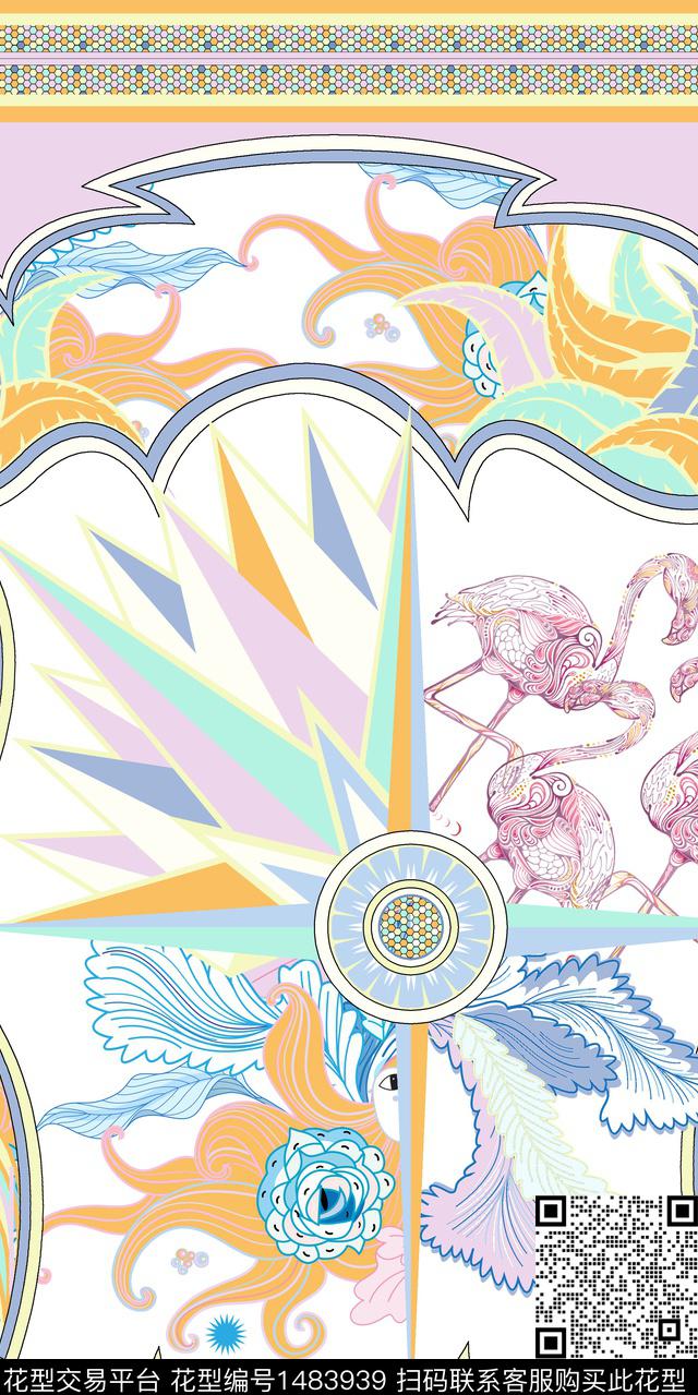 民族风混合拼接大牌风数码印花华亿平台下载（图片编号: 1483939） - 瓦栏（Walan）