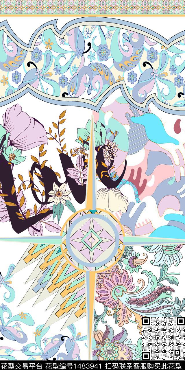 民族风混合拼接大牌风数码印花华亿平台下载（图片编号: 1483941） - 瓦栏（Walan）