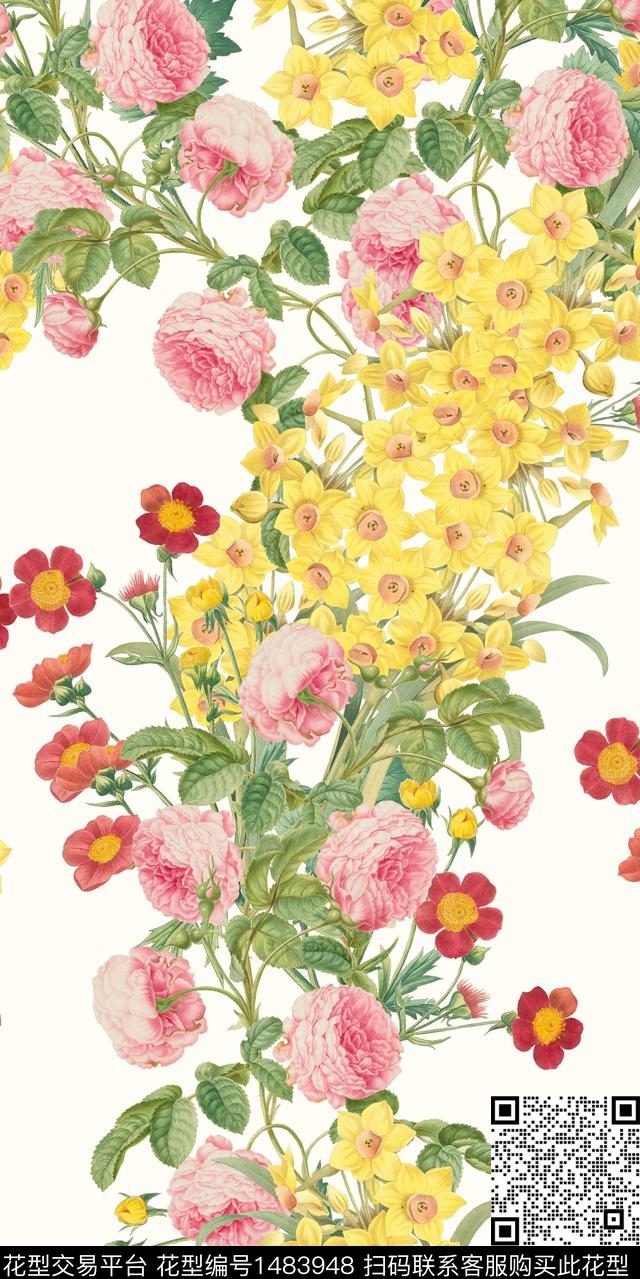 动物花卉水彩花卉满版散花数码印花华亿平台下载（图片编号: 1483948） - 瓦栏（Walan）