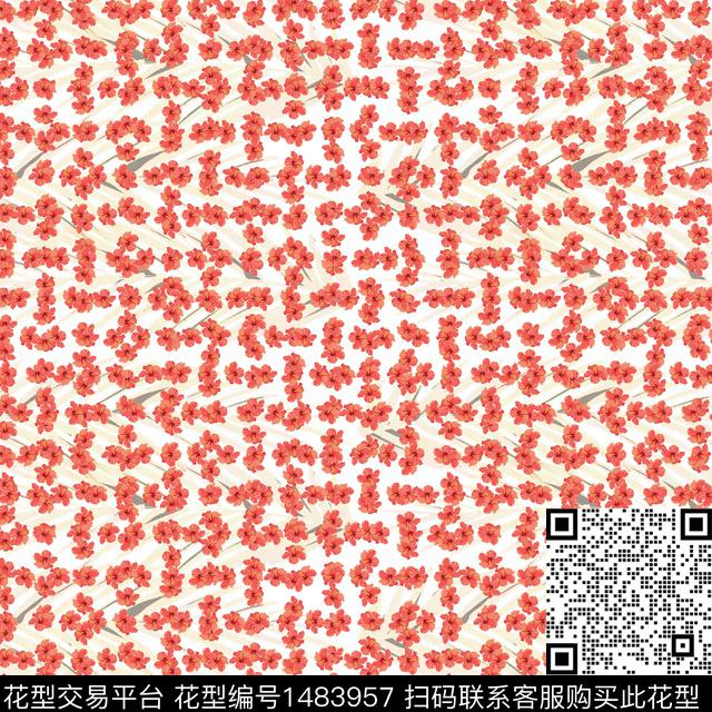 彩底花卉春夏华亿平台小清新数码印花华亿平台下载（图片编号: 1483957） - 瓦栏（Walan）