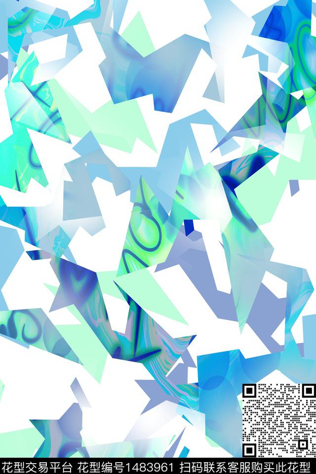 几何男装抽象数码印花华亿平台下载（图片编号: 1483961） - 瓦栏（Walan）