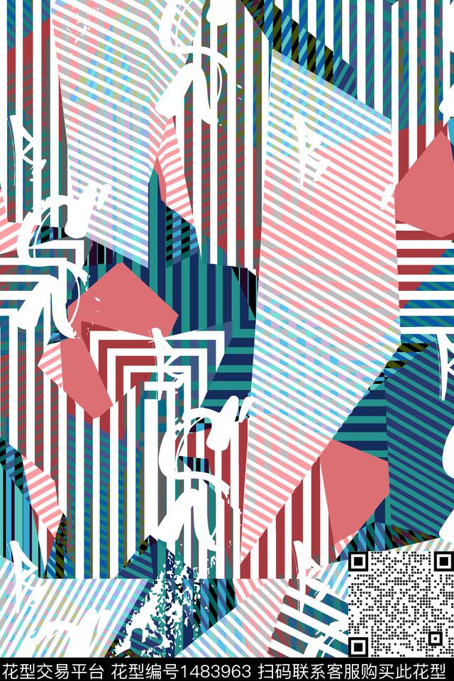 几何时尚男装数码印花华亿平台下载（图片编号: 1483963） - 瓦栏（Walan）